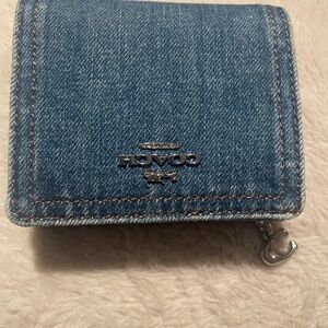Coach Blue Denim Compact Snap Wallet